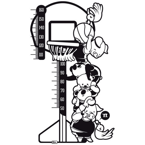 Stickers for Kids: Height Chart animals playing basketball