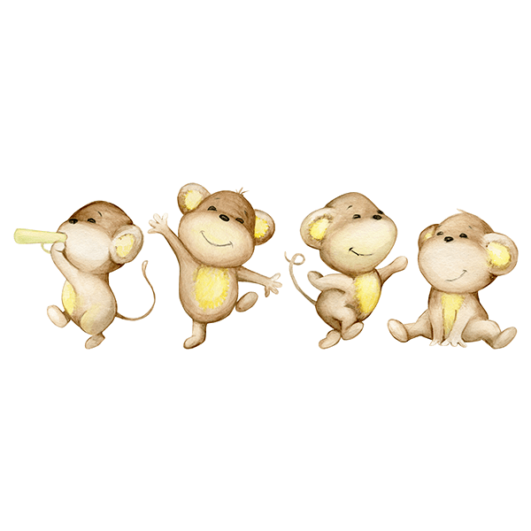 Stickers for Kids: Four monkeys playing