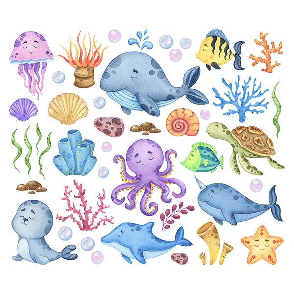 Stickers for Kids: Set Ocean animals