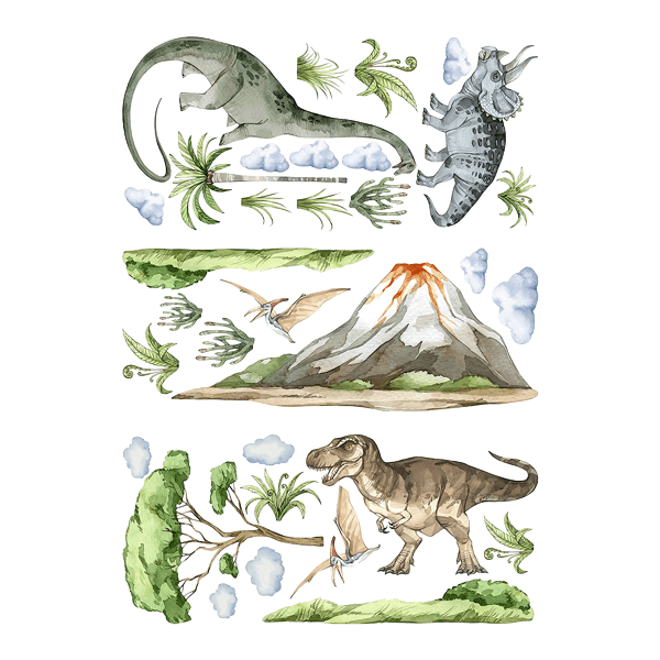Stickers for Kids: Dinosaurs on a Jurassic adventure with clouds and