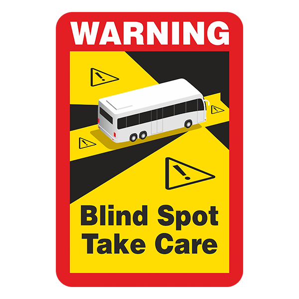 Car & Motorbike Stickers: Warning, Blind Spot Take Care Bus