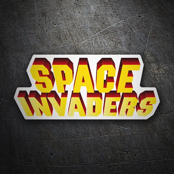 Car & Motorbike Stickers: Space Invaders 3D White