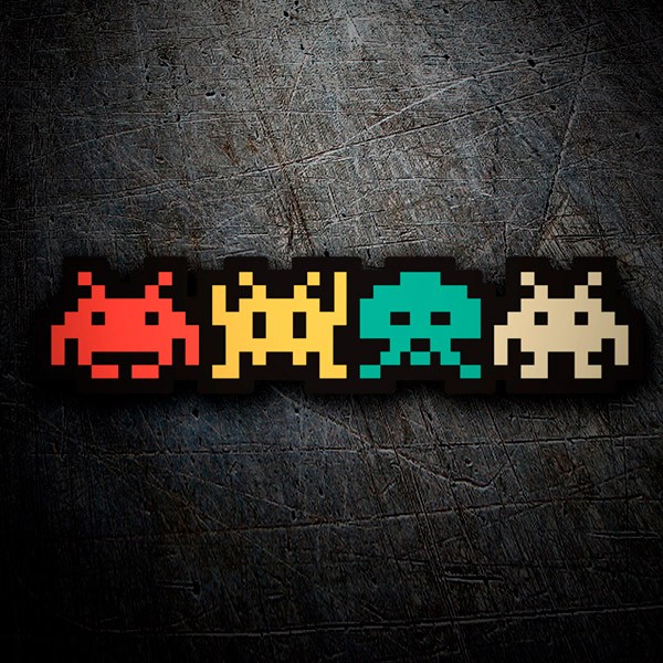 Car & Motorbike Stickers: Space Invaders Martians Colour