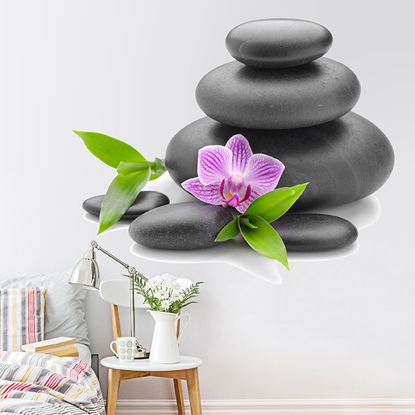 Wall Stickers: Stacked stones and Orchid