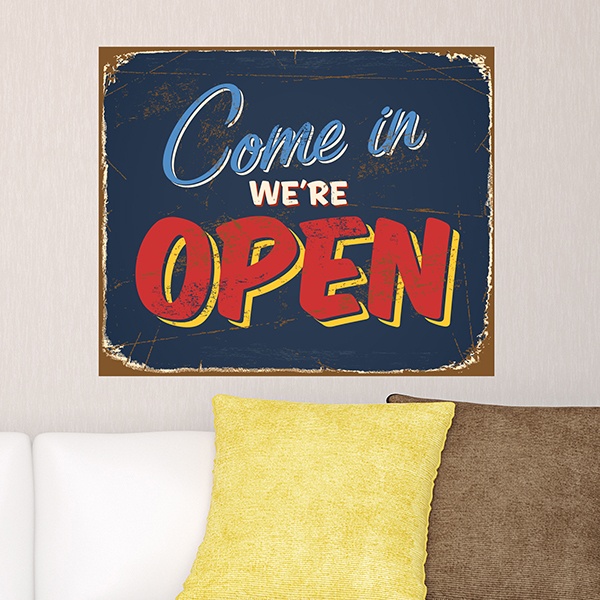 Wall Stickers: Come in we are open sign retro