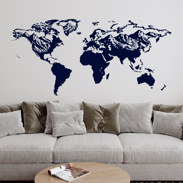 Wall Stickers: Map Mundi relief mountains