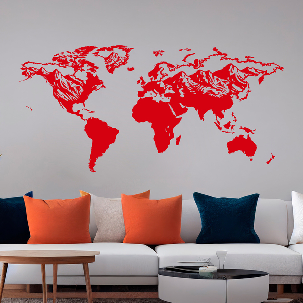 Wall Stickers: Map Mundi relief mountains