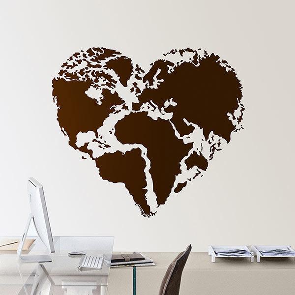 Wall Stickers: Heart Map Mundi