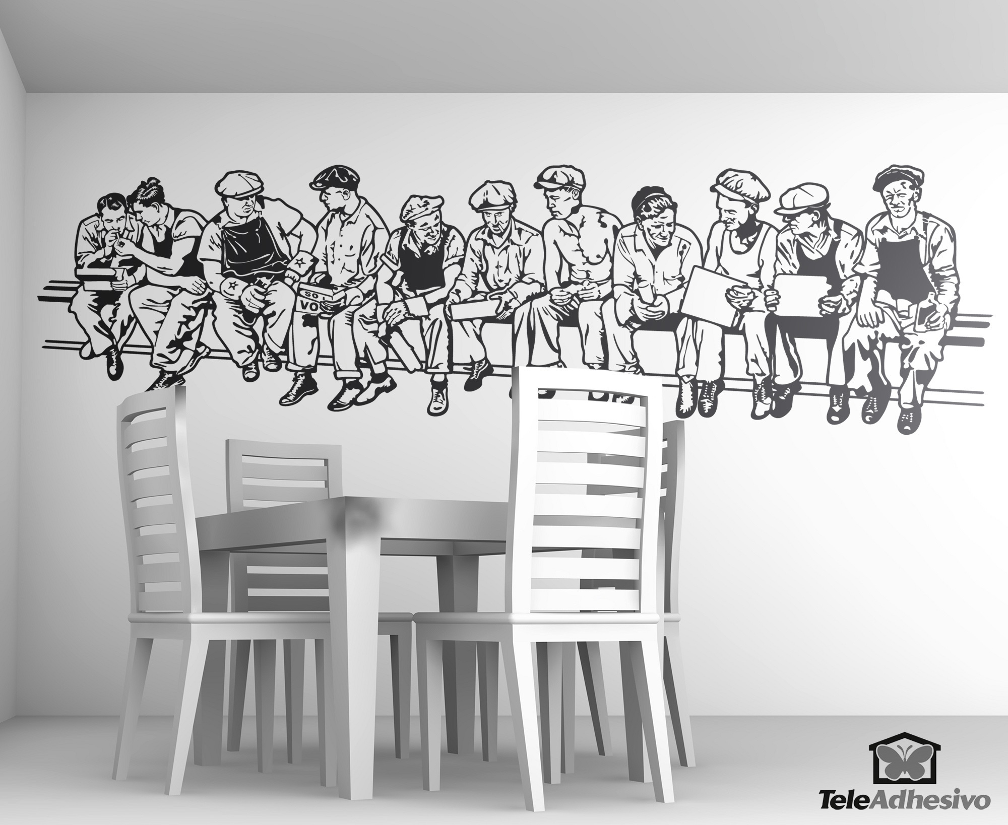 Wall Stickers: Men at lunch
