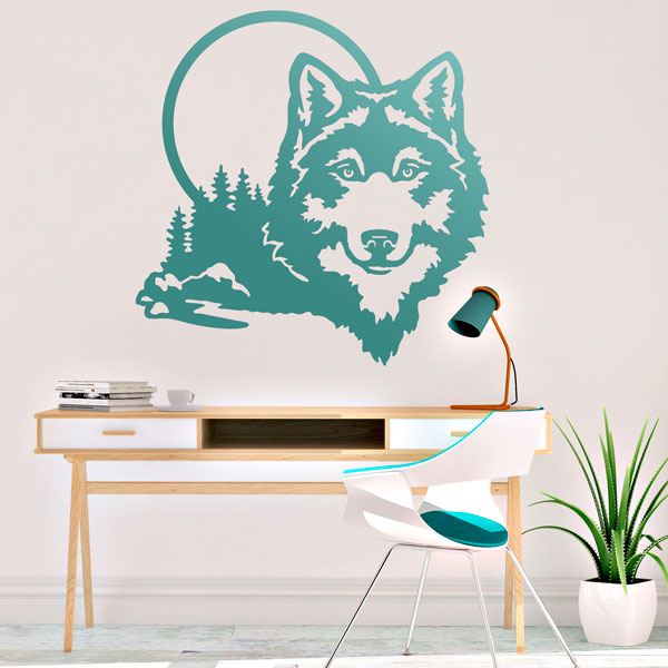 Wall Stickers: Wolf with full moon