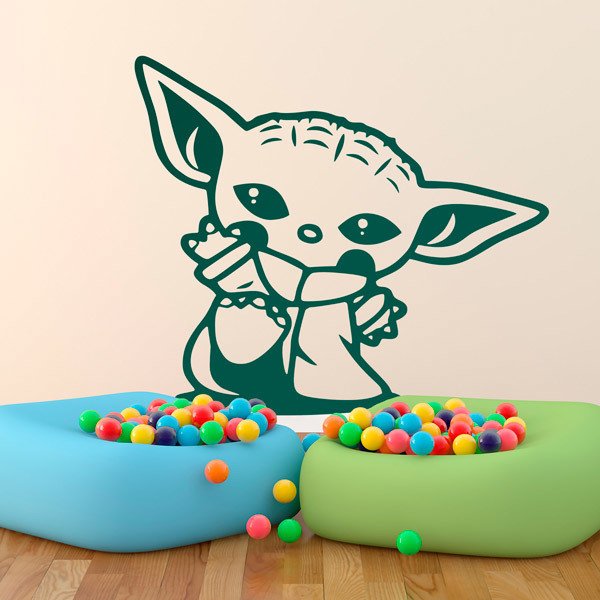 Wall Stickers: Baby Yoda greeting