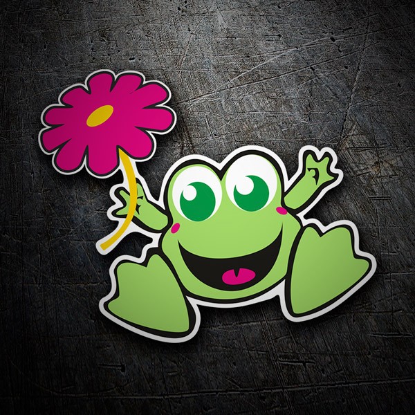 Car & Motorbike Stickers: Frog with flower