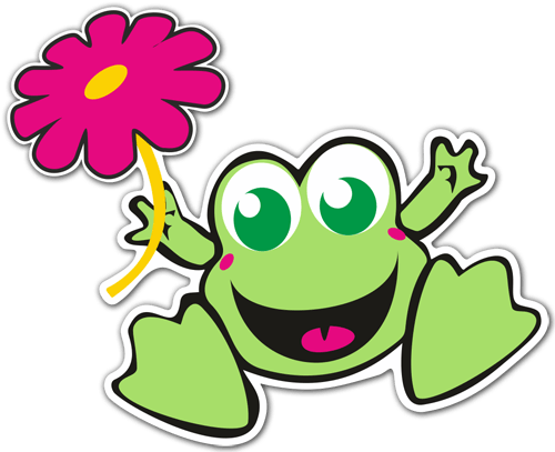 Car & Motorbike Stickers: Frog with flower