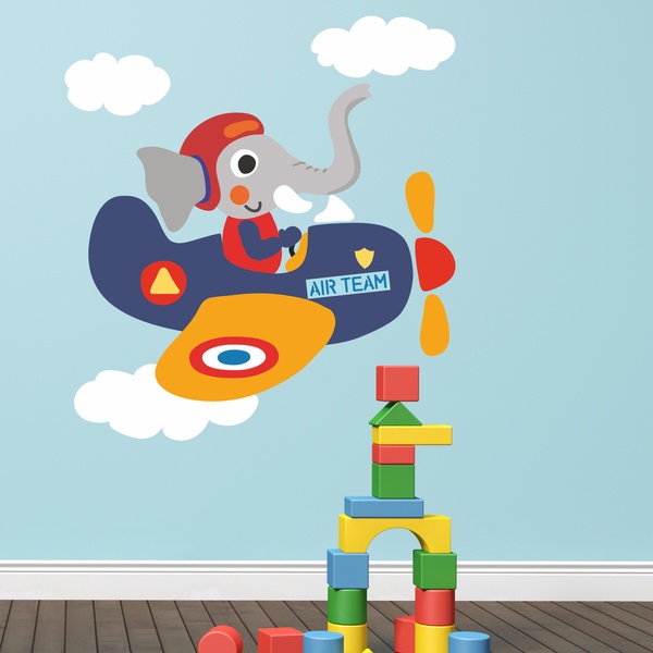 Stickers for Kids: Elephant airplane pilot