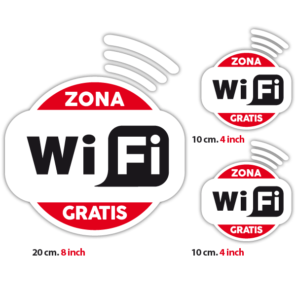Wall Stickers: Zona Wifi Gratis - Pack 3 stickers