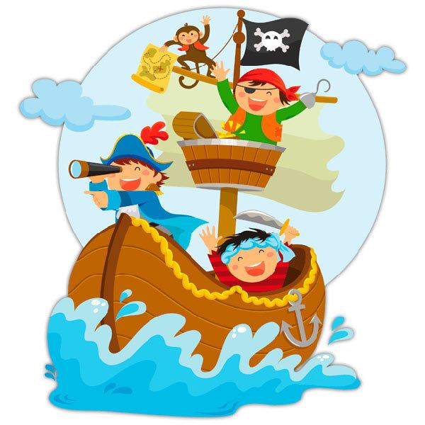 Stickers for Kids: Pirates sailing on his boat