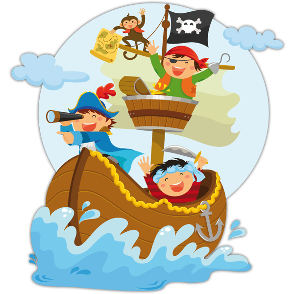 Stickers for Kids: Pirates sailing on his boat