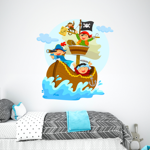 Stickers for Kids: Pirates sailing on his boat