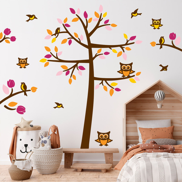 Wall Stickers: Tree with birds and owls