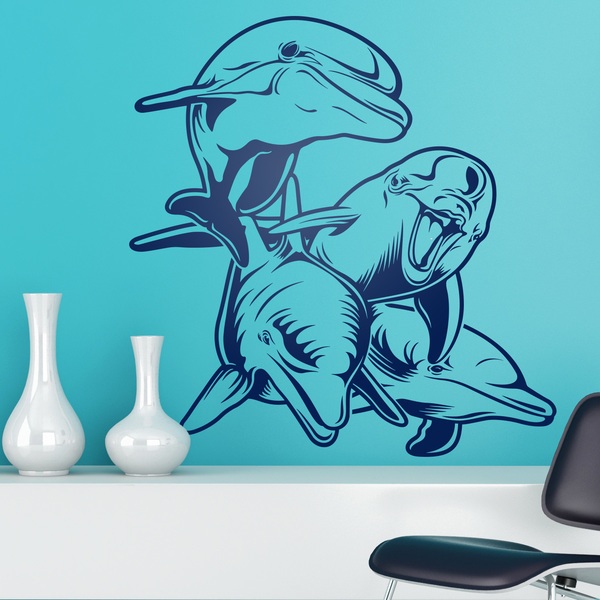 Wall Stickers: 4 Dolphins on sea floor