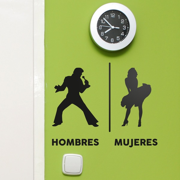 Wall Stickers: Elvis Marilyn Restroom sign spanish