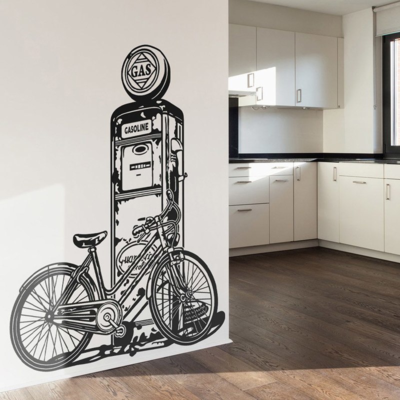 Wall Stickers: Bicycle on vintage fuel pump