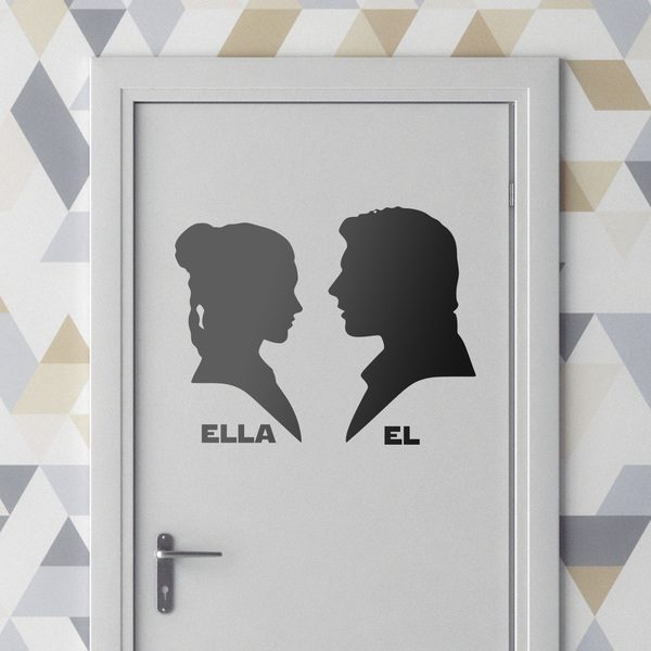 Wall Stickers: Leia and Han Solo signage bathroom