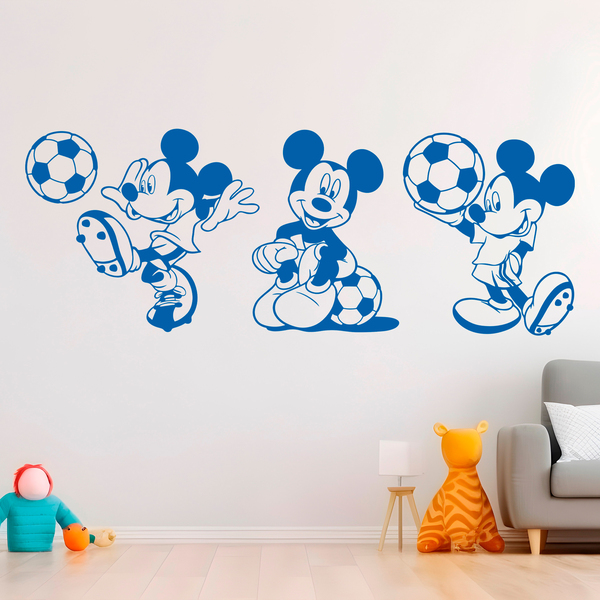 Stickers for Kids: Triptych Mickey Mouse Footballer