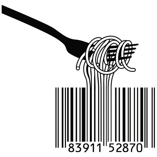 Wall Stickers: Fork, spaghetti and barcode