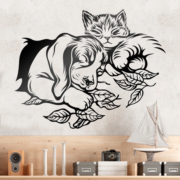 Wall Stickers: Dog and cat sleeping