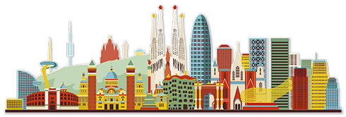 Wall Stickers: Barcelona skyline watercolor