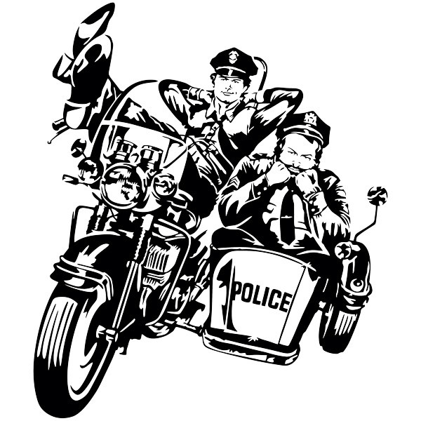 Wall Stickers: Bud Spencer and Terence Hill Policemen on a motorc