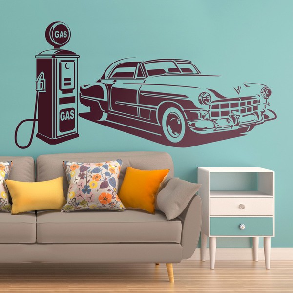 Wall Stickers: American car at gas station