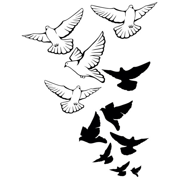 Wall Stickers: Flock of pigeons