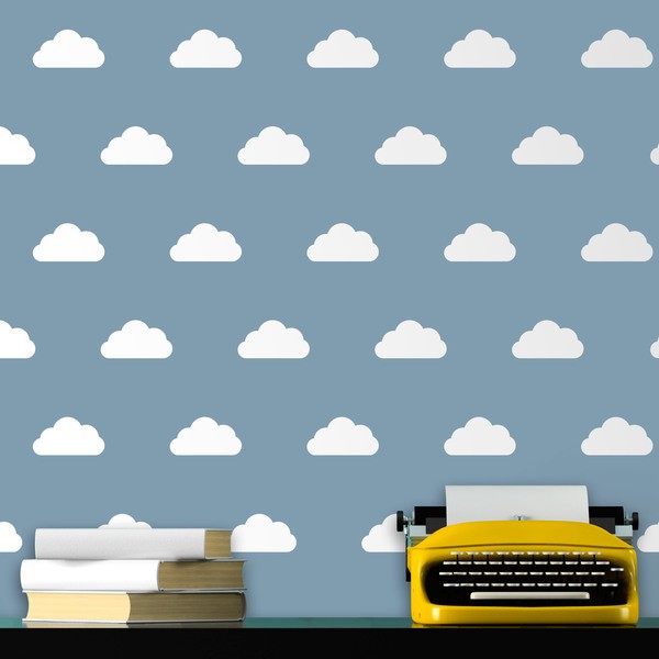 Wall Stickers: Kit of 12 vinyl clouds