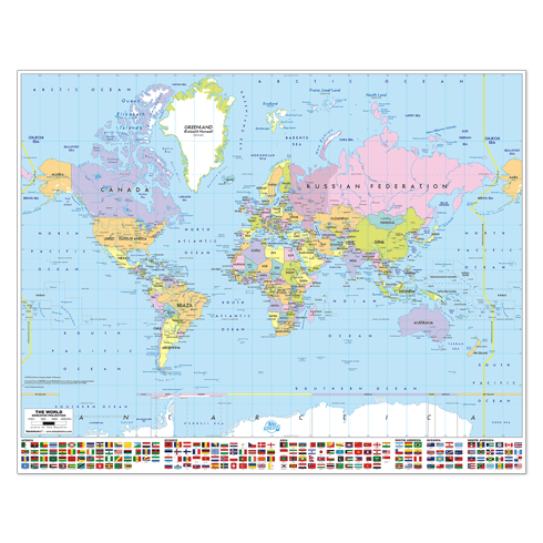 Wall Stickers: Adhesive poster World Map with flags