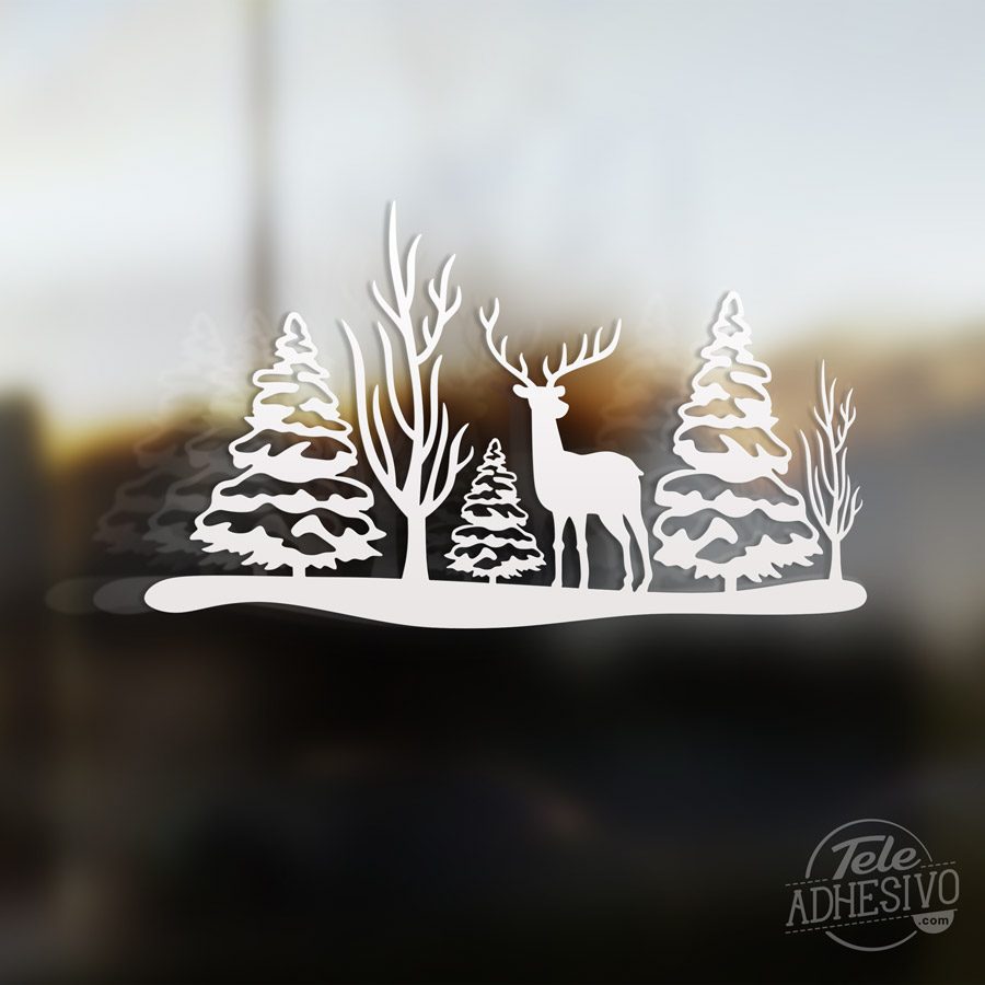 Wall Stickers: Deer in Christmas landscape