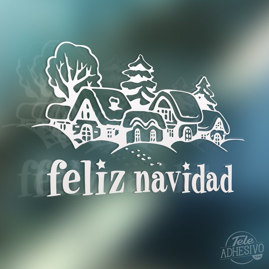 Wall Stickers: Snowy town and Merry Christmas