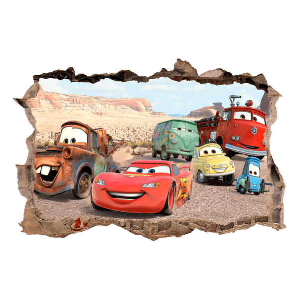 Wall Stickers: Wall sticker Hole Lightning McQueen and Friends