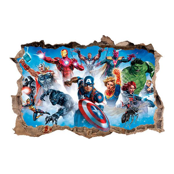 Wall Stickers: Wall sticker Hole Avengers Characters