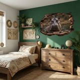Wall Stickers: 3D Hippo Hole in the Wall Decal 7