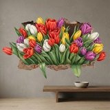 Wall Stickers: Wall Hole Colorful Tulips 6
