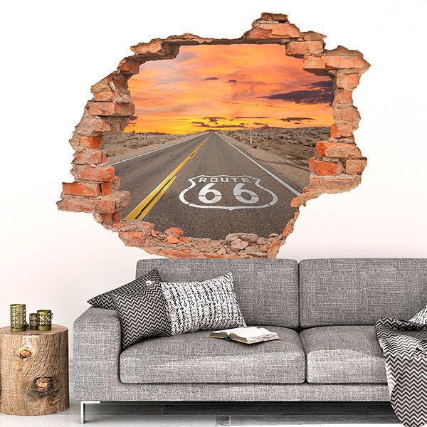 Wall Stickers: Hole Route 66 at sunset