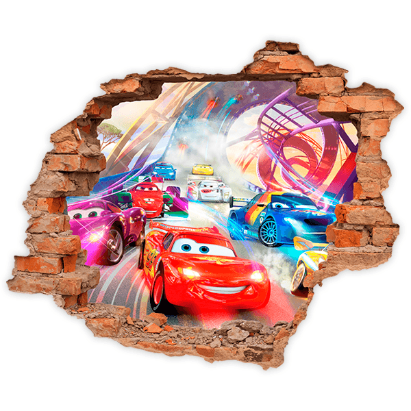 Wall Stickers: Hole Lightning McQueen in race