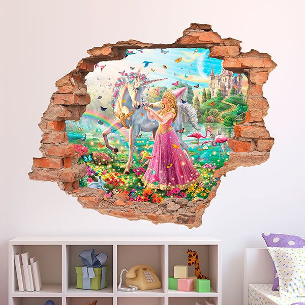 Wall Stickers: Hole Princess and unicorn