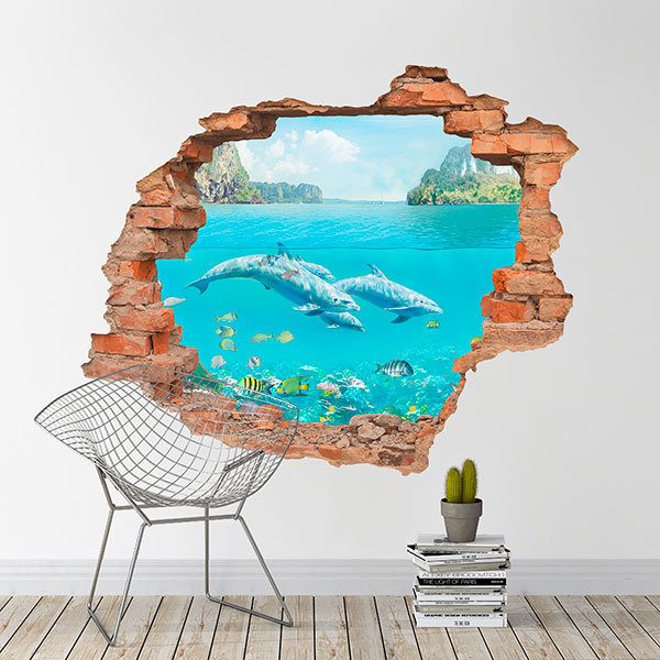 Wall Stickers: Hole dolphins in the Caribbean