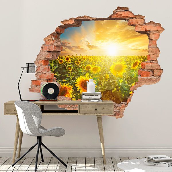 Wall Stickers: Hole Field of sunflowers