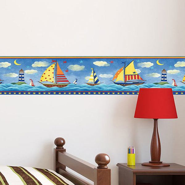 Wall Stickers: Wall border Colorful Boats