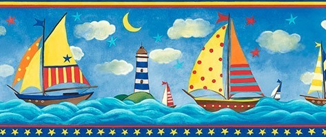 Wall Stickers: Wall border Colorful Boats