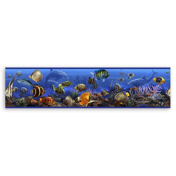 Stickers for Kids: Wall Border Marine world fish